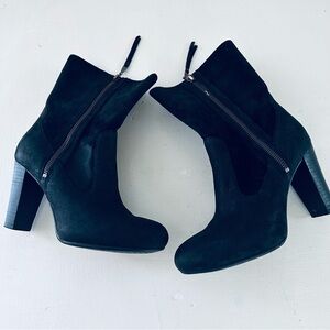 UGG Athena Black High Heel Suede Boots Shearling Footbed Women's Size 7